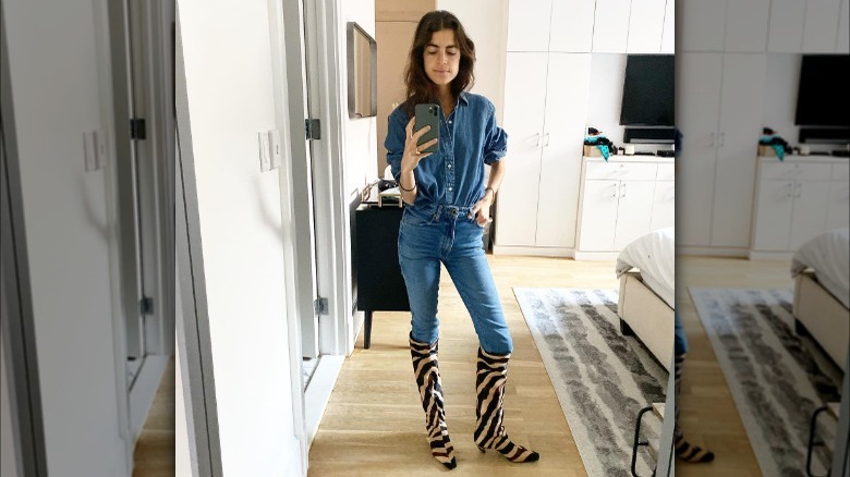 Woman in denim and boots