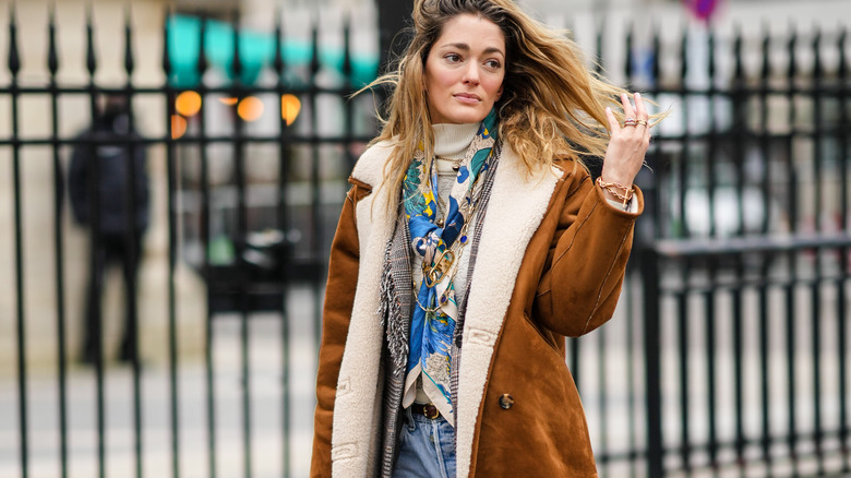 Woman wearing a scarf