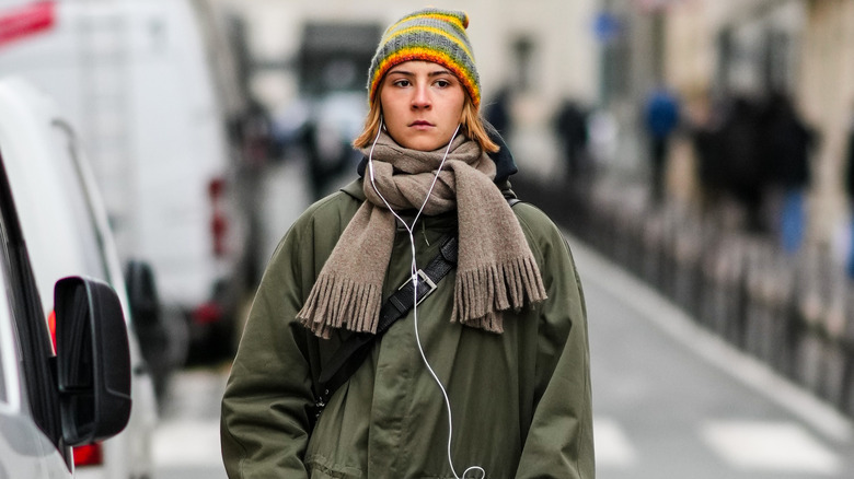 Woman wearing a scarf