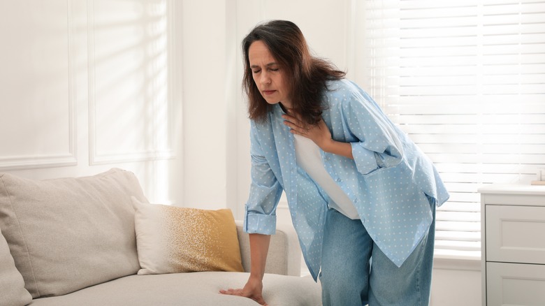 Woman experiencing shortness of breath