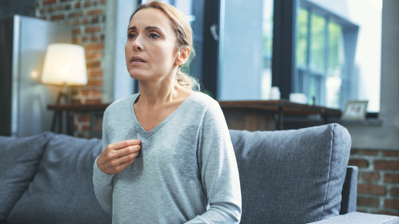 Woman sweating 