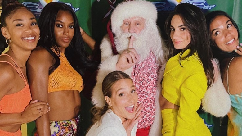 Mya Allen, Ciara Miller, Amanda Batula, Paige DeSorbo, and Danielle Olivera pose with Santa Clause 