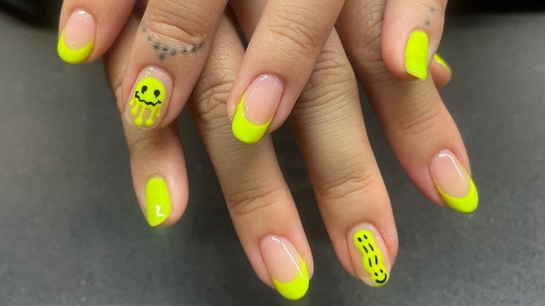 Neon yellow nail art