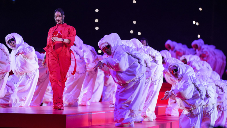 Rihanna and her backup dancers at the Super Bowl