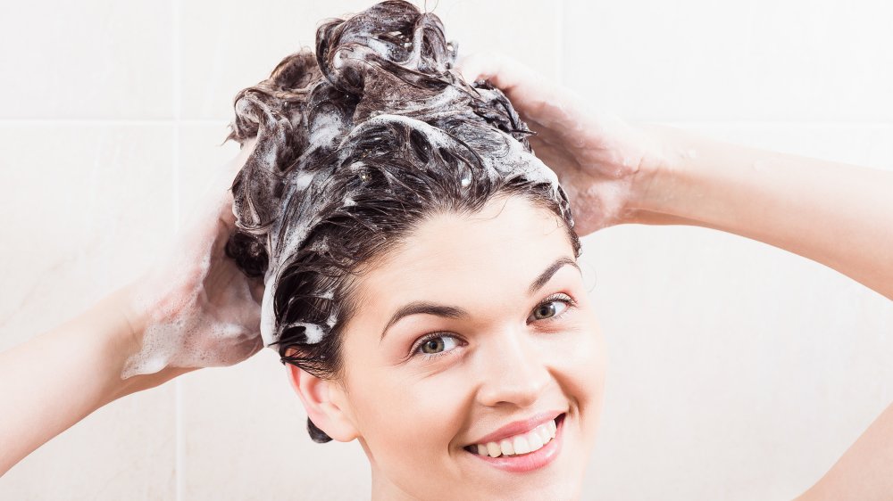 woman washing hair