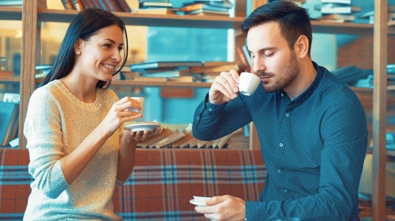 woman and man having tea