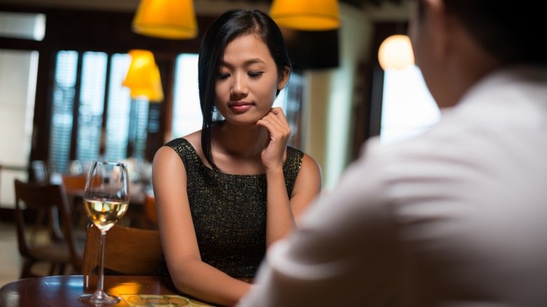 woman at dinner with man