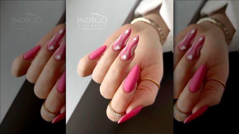 Long pink swirl nails