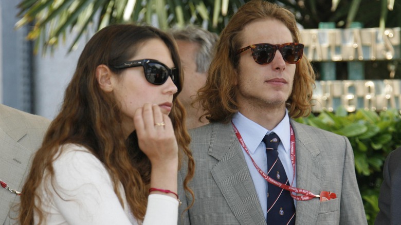 Tatiana Casiraghi profile, looking on, wearing sunglasses