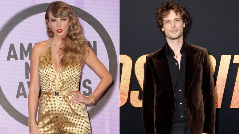 Side-by-side of Taylor Swift and Matthew Gray Gubler in 2022