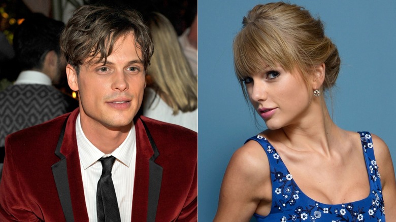 Split image of Matthew Gray Gubler and Taylor Swift posing