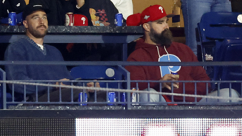 Travis and Jason Kelce at a football game