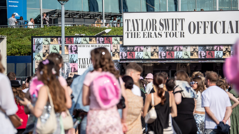 Fans awaiting entrance into an Eras tour show