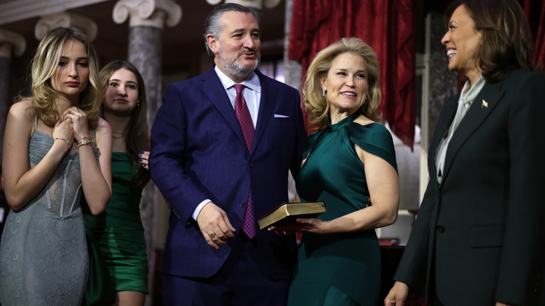 Ted Cruz and family with Kamala Harris swearing-in 2025