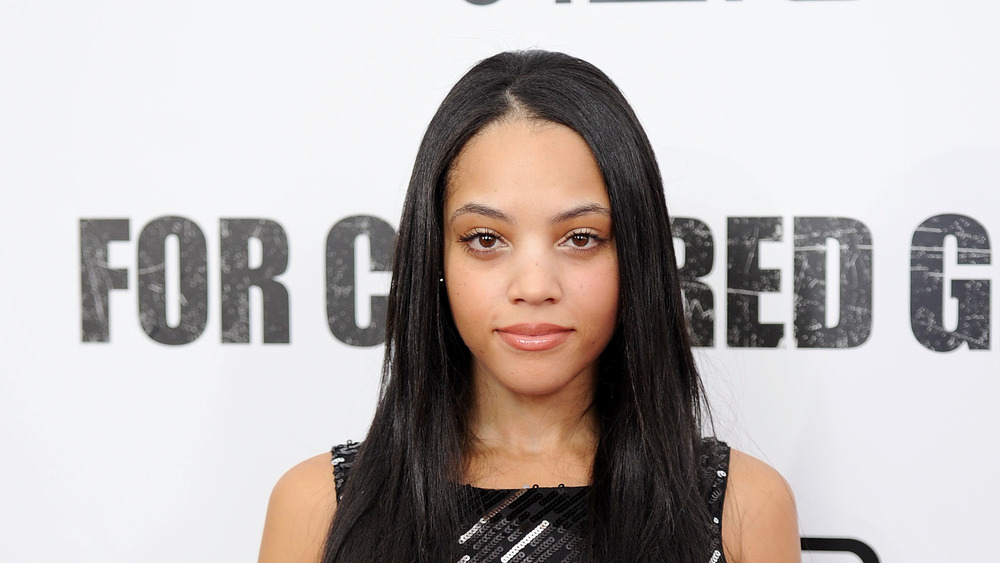 Bianca Lawson on the red carpet looking serious