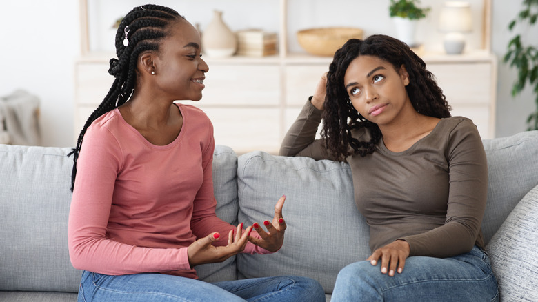 Two women talking