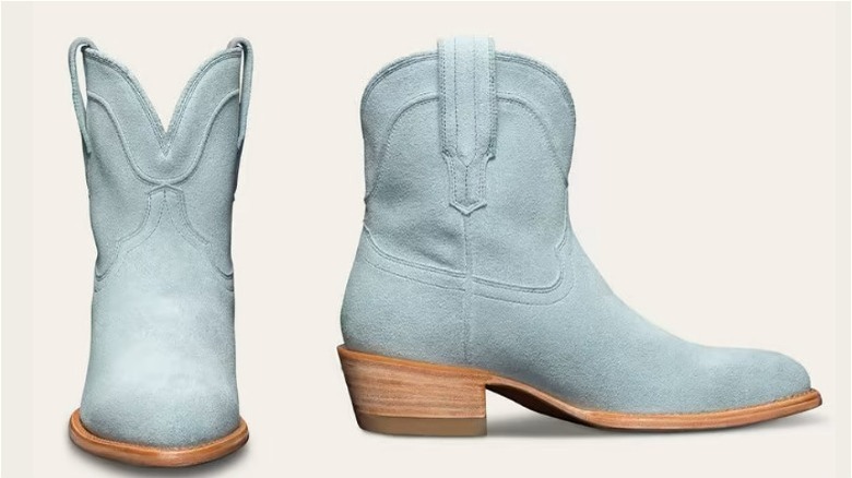 Light blue suede western booties