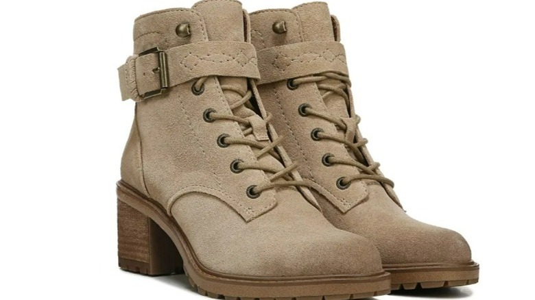 Tan block heel boots