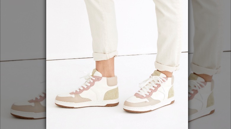 Pastel color block high=top sneakers