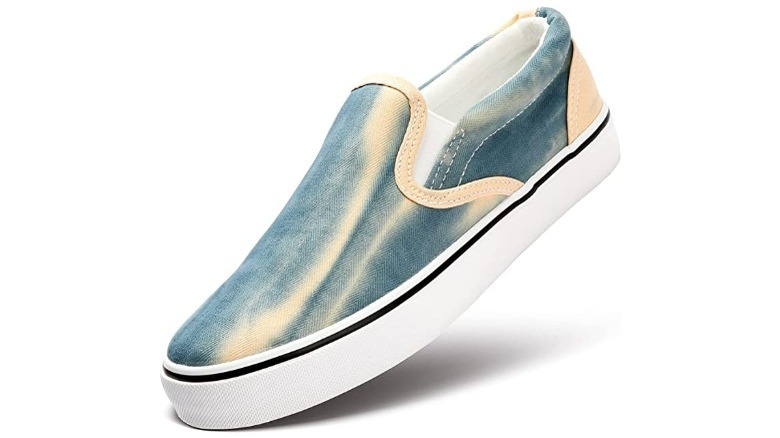 Blue and white slip-on sneaker