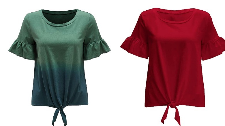 Green and red t-shirts with ruffle sleeves