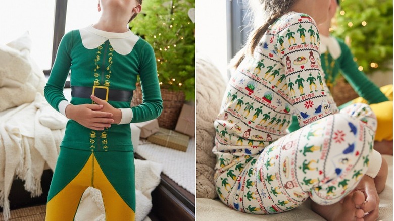 Children in Elf pajamas