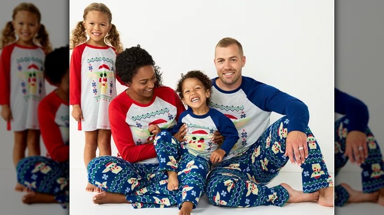 Family wearing pajamas