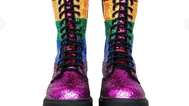 Sparkly rainbow boots
