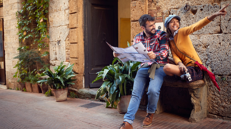 man and woman traveling 