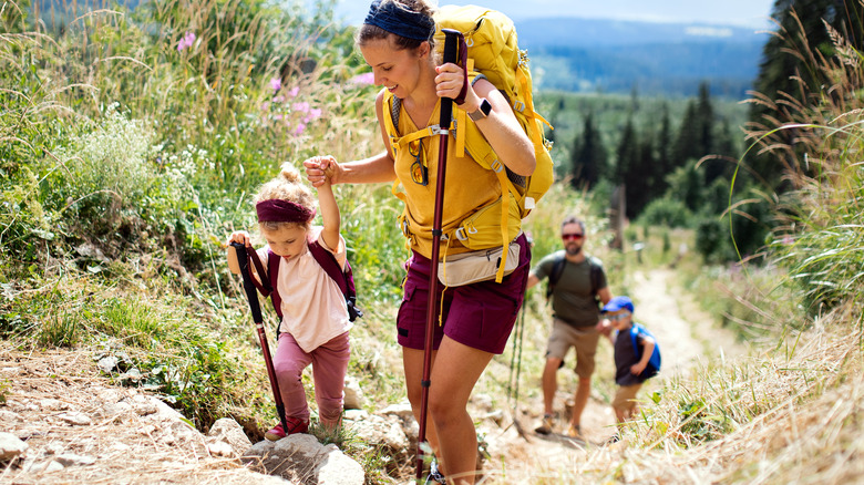 Family hiking