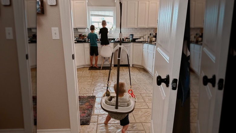 Israel, Samuel, and Freddy Dillard in kitchen