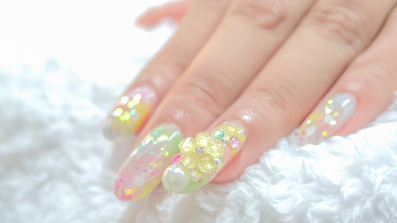 3d nail floral design