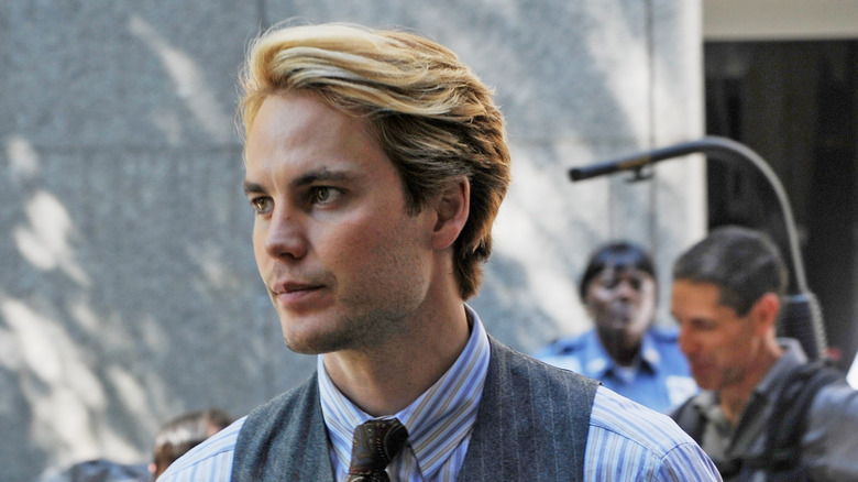 Taylor Kitsch on the set of "The Normal Heart"