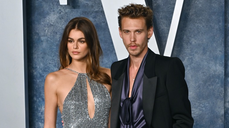 Kaia Gerber and Austin Butler posing