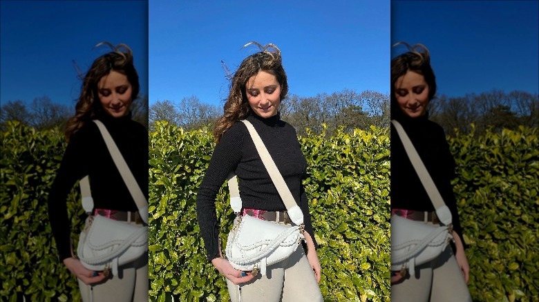 equestrian inspired outfit with saddle bag