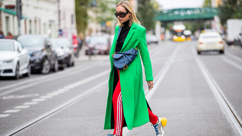 street style colorful outfit purse