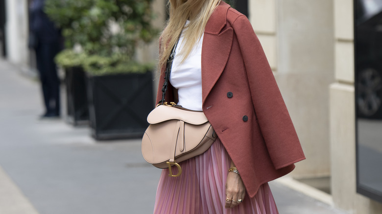 neutral Christian Dior saddle bag outfit