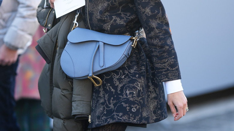 blue Christian Dior saddle bag