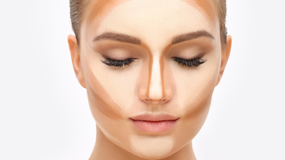 Woman with contoured makeup