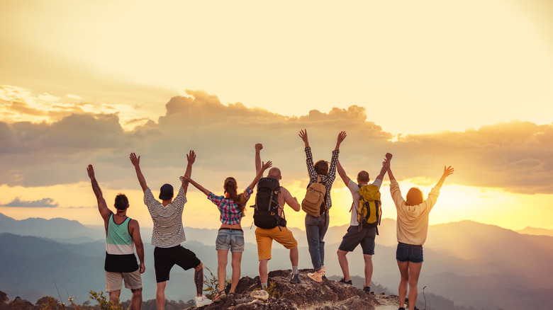 A group of friends hiking 