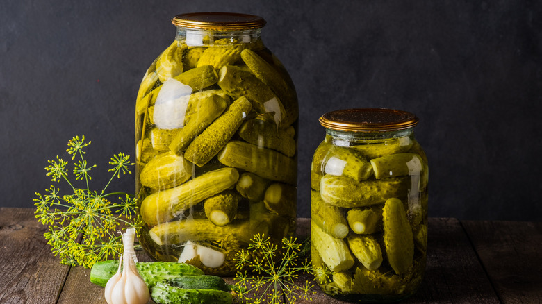 Two jars of pickles