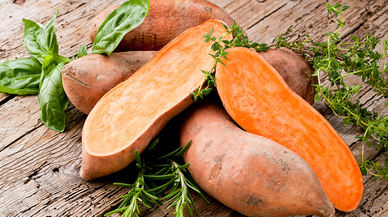 Raw sweet potatoes