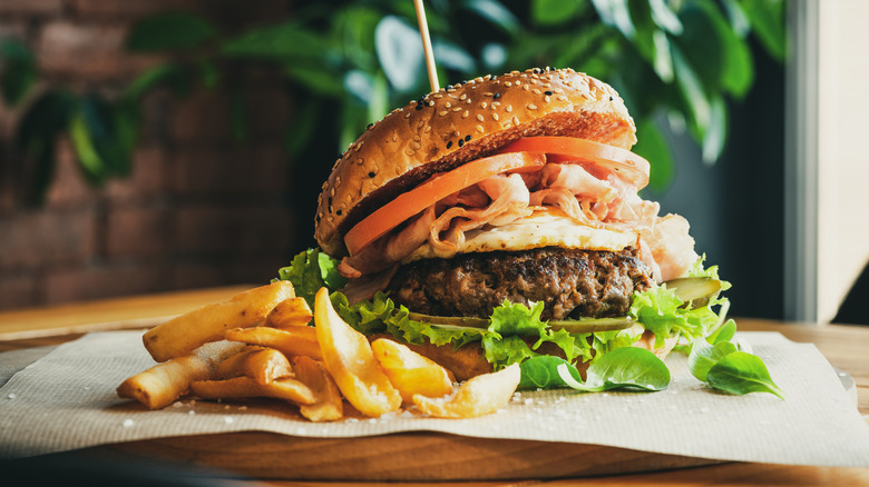 Burger and fries