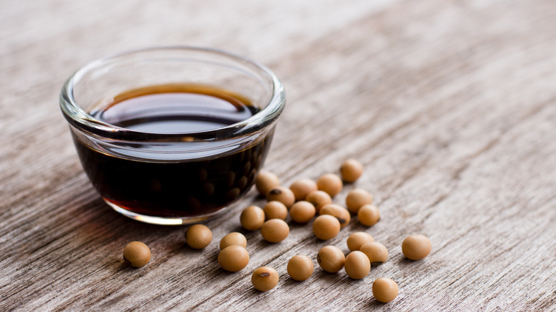 Soy sauce and soybeans