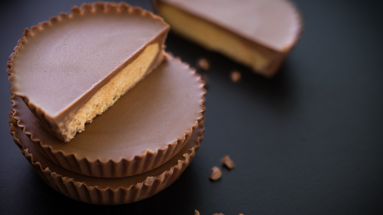 A stack of Reese's Peanut Butter Cups, the most popular Halloween candy