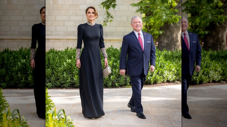 Queen Rania and King Abdullah walking together