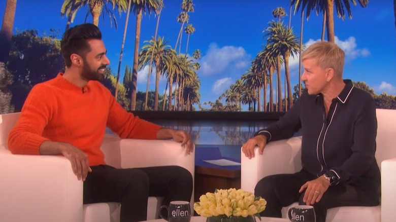Hasan Minhaj and Ellen DeGeneres talking
