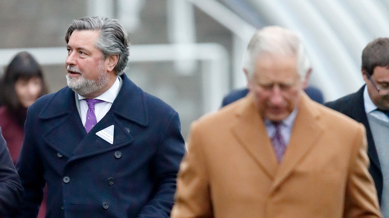 Prince Charles walking with aide Michael Fawcett