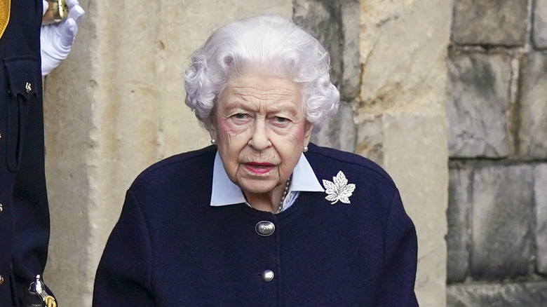 The Queen frowning 