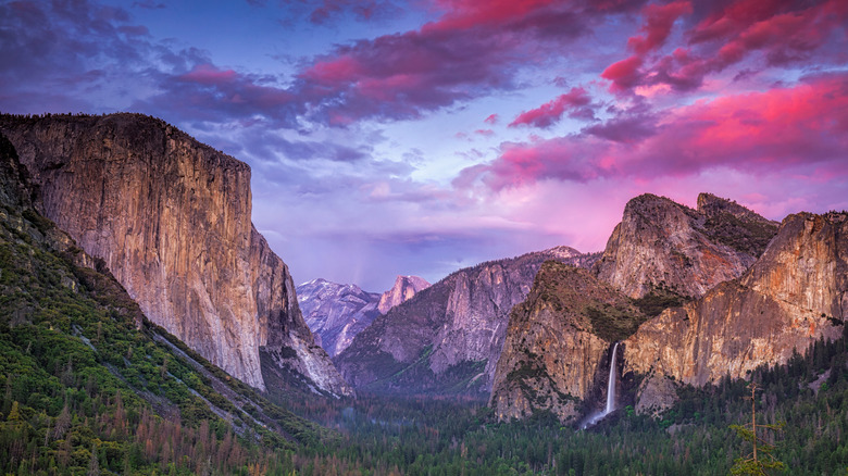 Yosemite's Half Dome with purple sunset